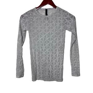 Gareth Pugh Pullover Long Sleeve Top Geometric Pattern Womens 4 Gray